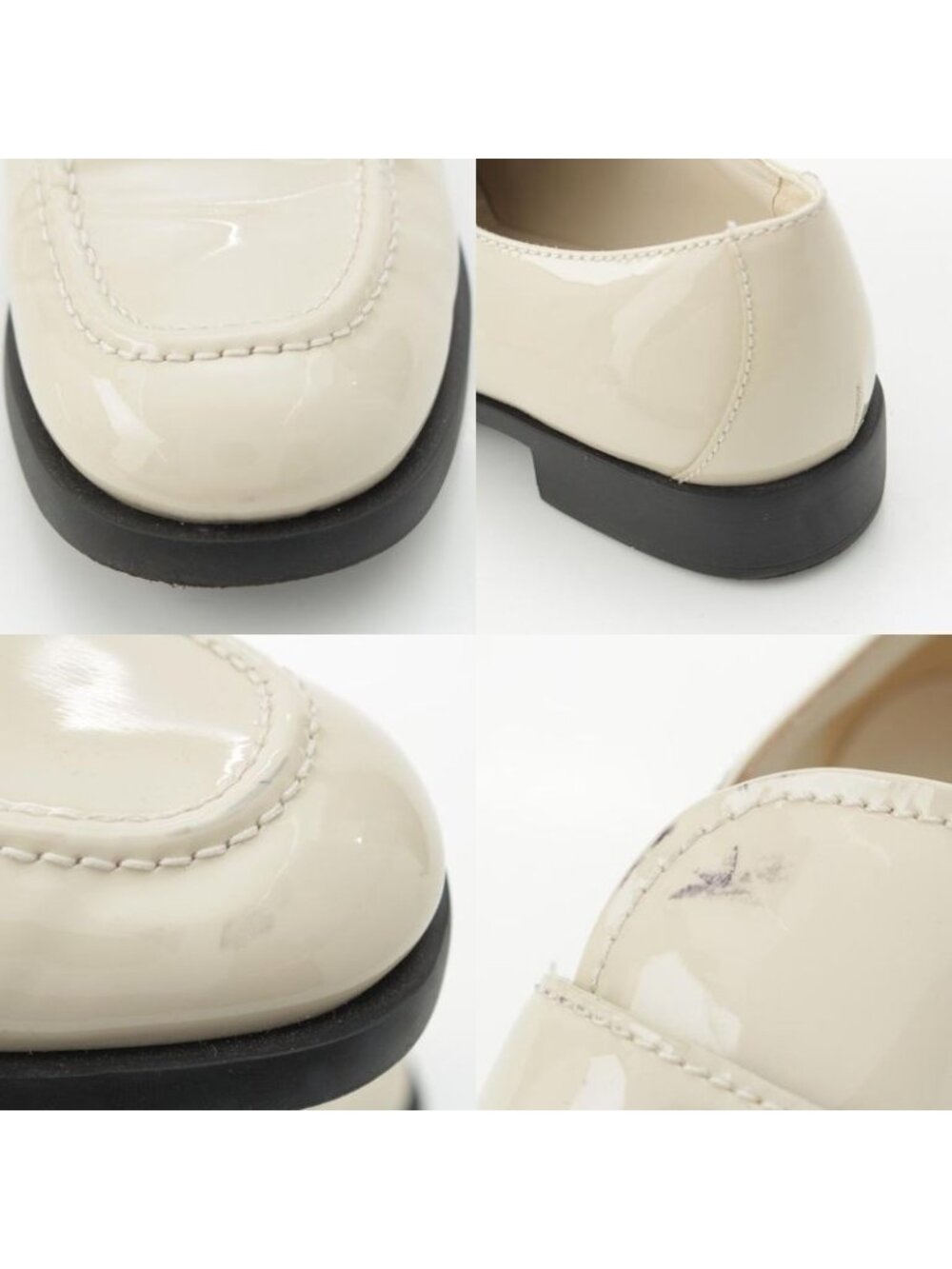 Prada Patent Leather Triangle Logo Chocolate Brushed Loafers Off White 37 - Picture 9 of 10